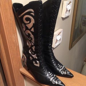Black/silver cowboy boots